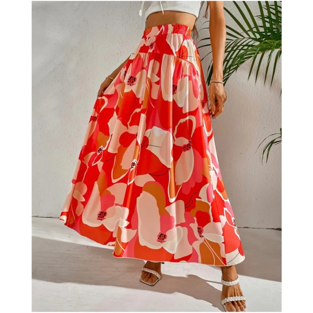 Bohemian Floral Tropical Print Maxi Skirt - Picture 9 of 10